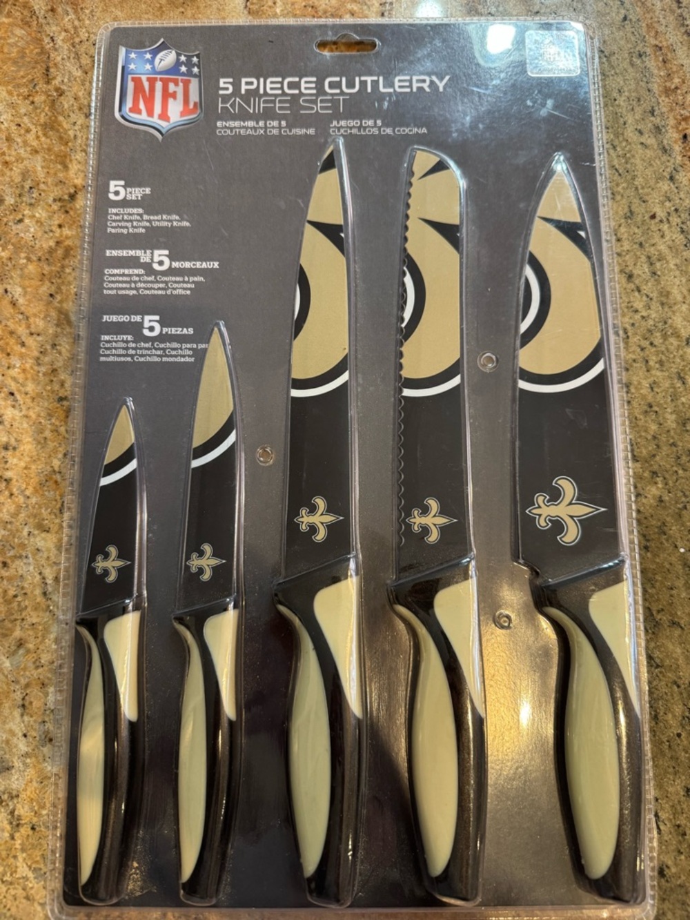 NFL New Orleans Saints 5-Piece Knife Set - Black & Gold
